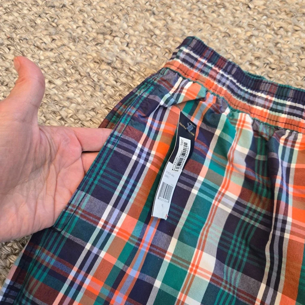Polo Ralph Lauren Swim Trunks Mens XL Colorful Plaid Drawstring Mesh Lined NEW